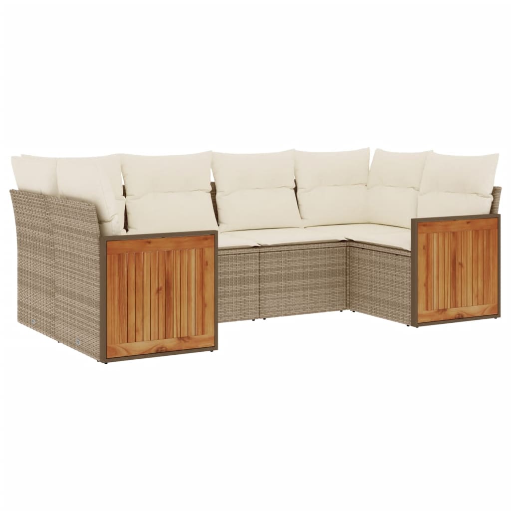 Thumbnail - vidaXL 6-tlg. Garten-Sofagarnitur mit Kissen Beige Poly Rattan