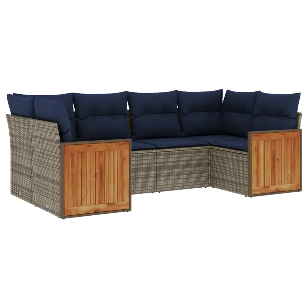 Thumbnail - vidaXL 6-teiliges Gartensofa-Set mit Kissen, grau, Polyrattan