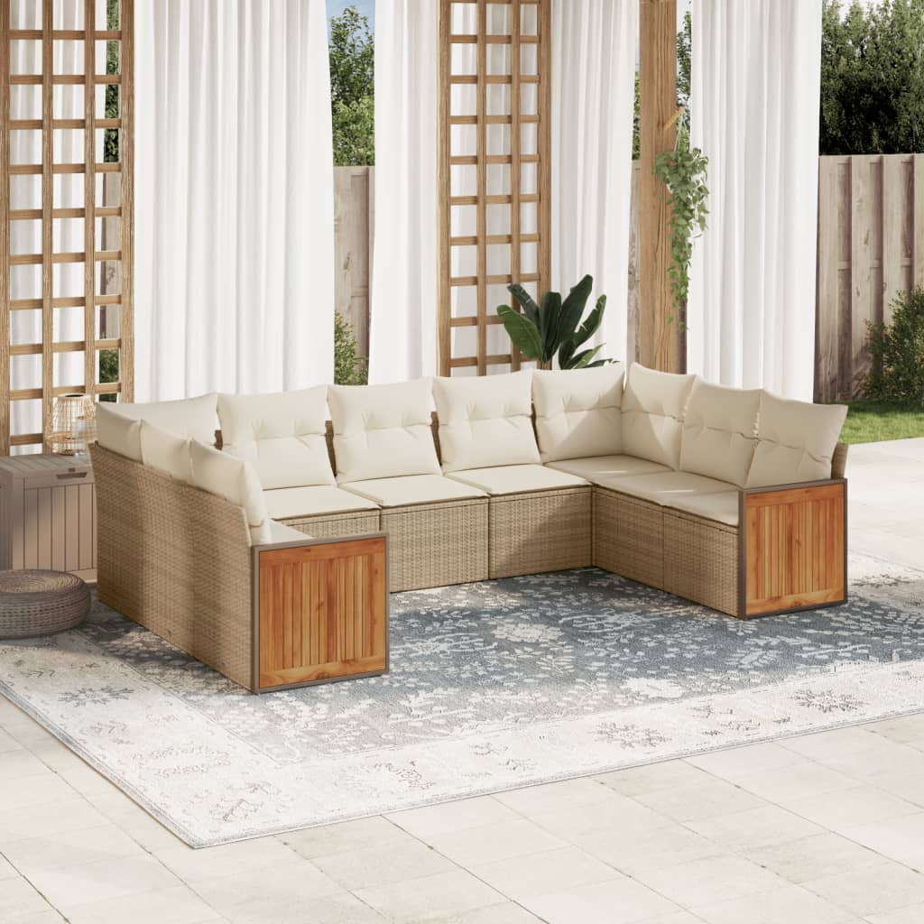 vidaXL Salon de jardin 9 pcs avec coussins gris résine tressée