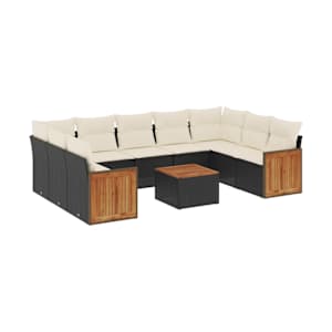 vidaXL 10-osaline aiadiivani komplekt patjadega, must, pol&uuml;rotang