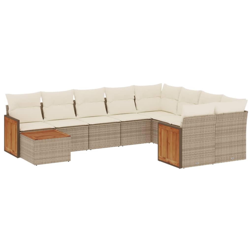 vidaXL Set canapele de grădină cu perne, 10 piese, bej, poliratan
