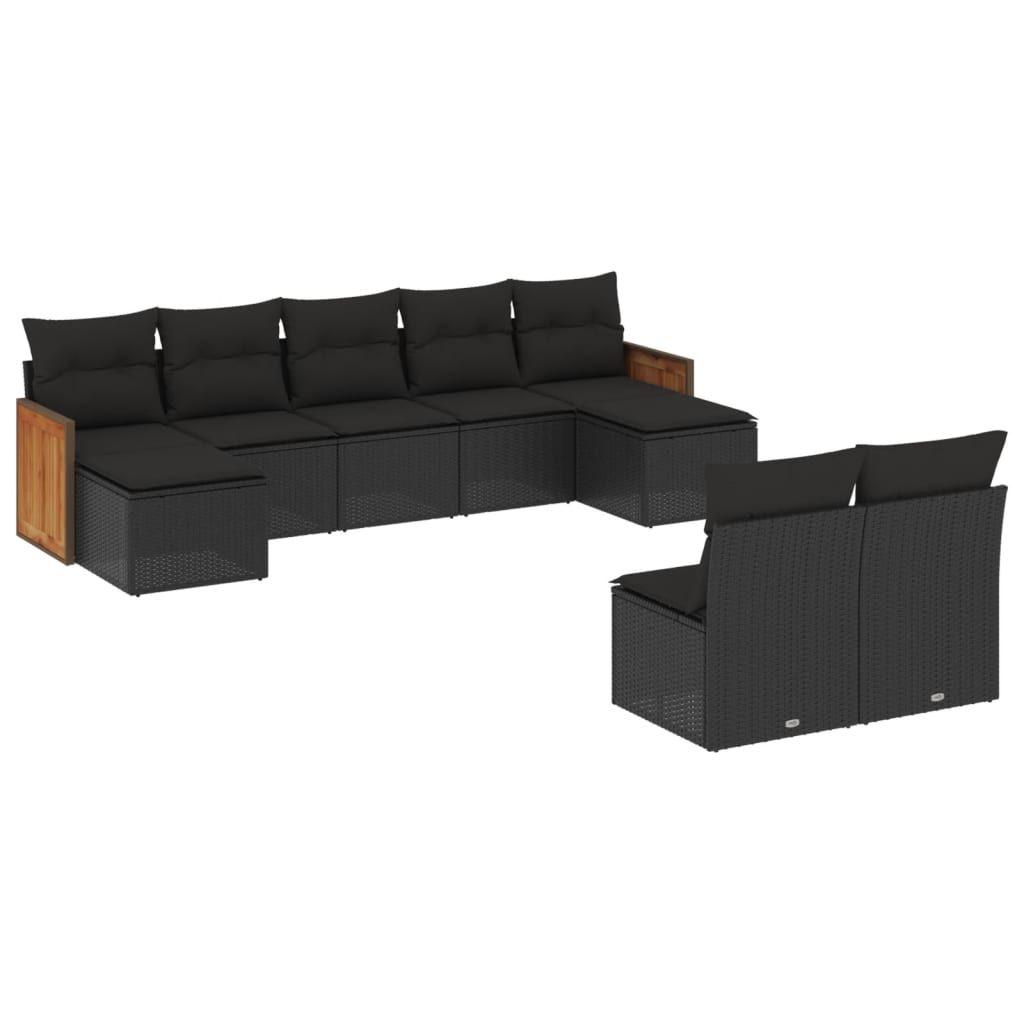 Thumbnail - vidaXL 9-tlg. Garten-Sofagarnitur mit Kissen Schwarz Poly Rattan