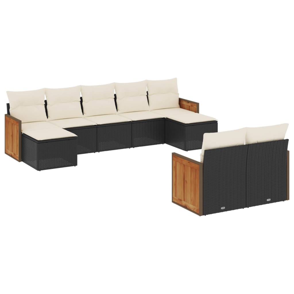 Thumbnail - vidaXL 9-tlg. Garten-Sofagarnitur mit Kissen Schwarz Poly Rattan