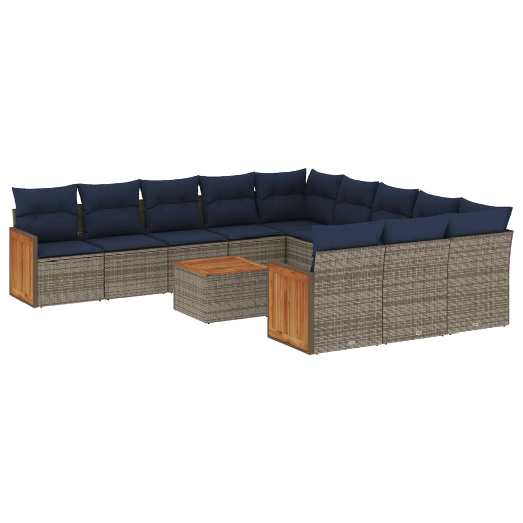 Thumbnail - vidaXL 12-teiliges Gartensofa-Set mit Kissen, grau, Polyrattan