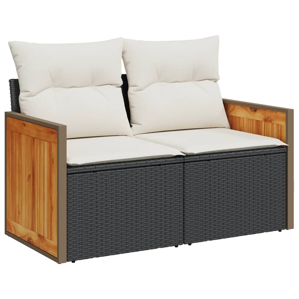 vidaXL 13-delige Loungeset met kussens poly rattan zwart afbeelding