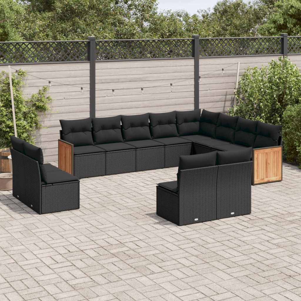 Zestaw mebli ogrodowych rattan PE - czarny 55x62x69 cm