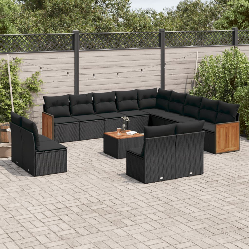 Zestaw Mebli Ogrodowych Rattan PE Czarny 55x62x69cm