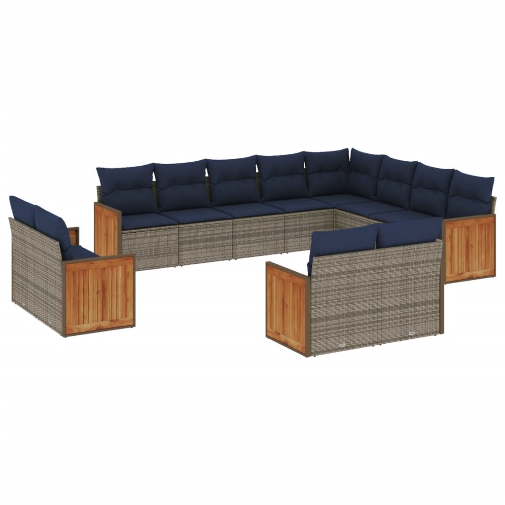 Thumbnail - vidaXL 12-teiliges Gartensofa-Set mit Kissen, grau, Polyrattan