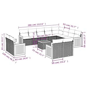 Vrtna sedežna garnitura 13-delna z blazinami črn poli ratan - slika 8