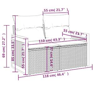 Vrtna sedežna garnitura 13-delna z blazinami črn poli ratan - slika 9