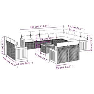 Vrtna sedežna garnitura 13-delna z blazinami siv poli ratan - slika 8