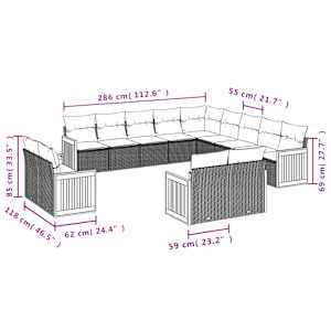 Vrtna sedežna garnitura 13-delna z blazinami črn poli ratan - slika 7