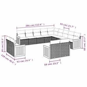 Vrtna sedežna garnitura 13-delna z blazinami bež poli ratan - slika 7