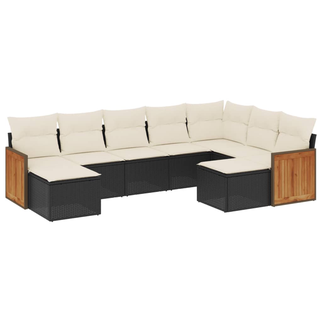 Thumbnail - vidaXL 9-tlg. Garten-Sofagarnitur mit Kissen Schwarz Poly Rattan