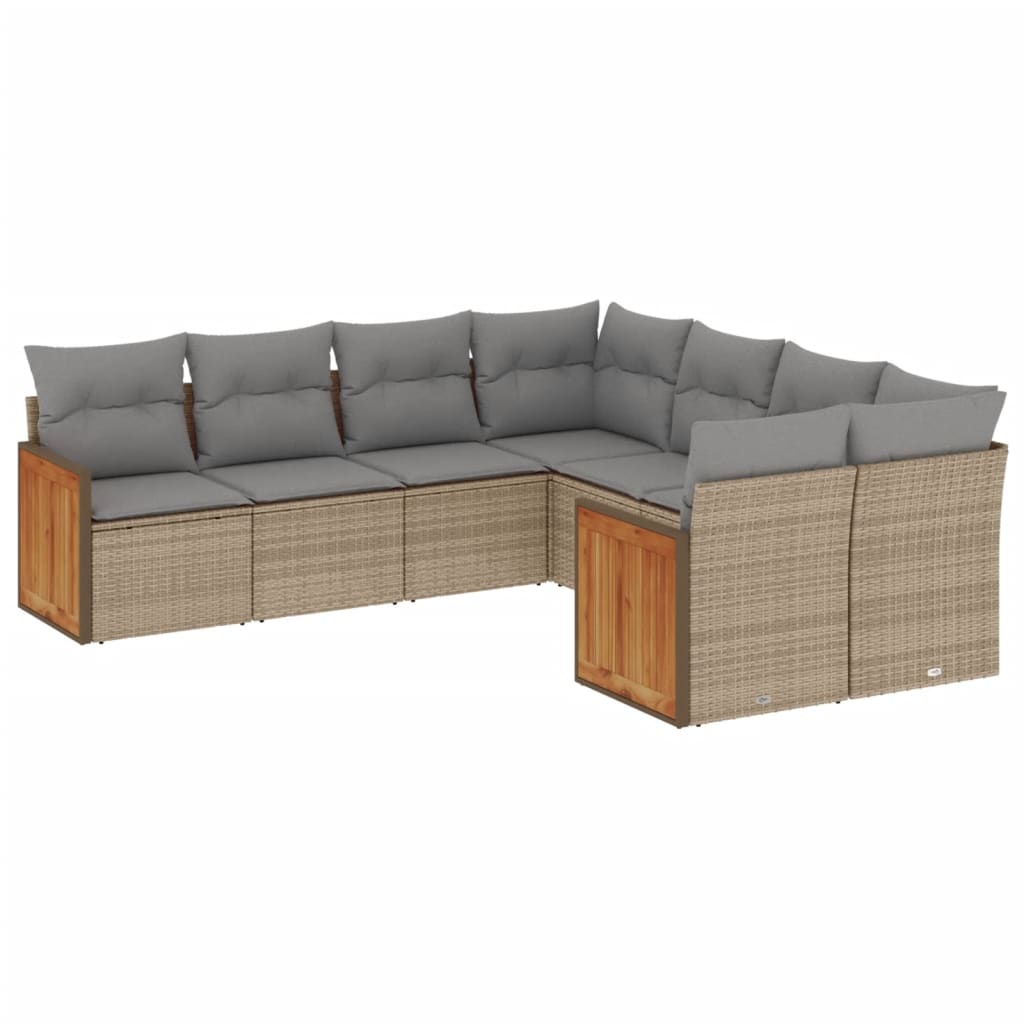 Thumbnail - vidaXL 8-tlg. Garten-Sofagarnitur mit Kissen Beige Poly Rattan