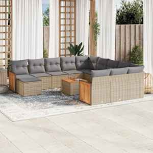 Vrtna sedežna garnitura 13-delna z blazinami bež poli ratan