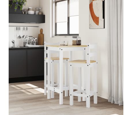 vidaXL 3-tlg. Bar-Set Wei&szlig; Massivholz Kiefer