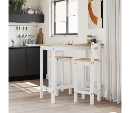 vidaXL 3-delige Barset massief grenenhout wit