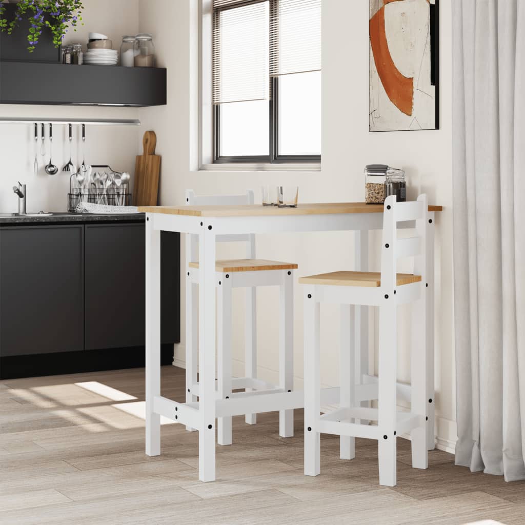 vidaXL Barstoelen 2 st massief grenenhout wit afbeelding