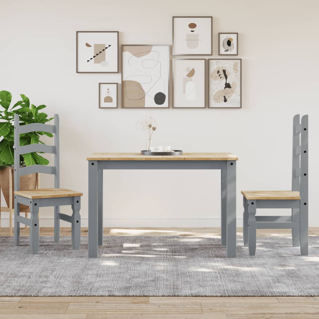 vidaXL Panama szürke tömör fenyőfa ebédlőasztal 117 x 60 x 75 cm