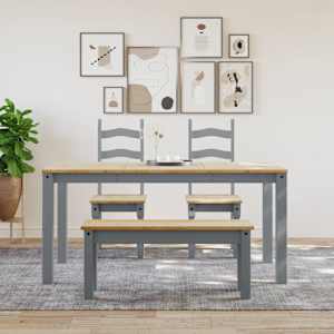 Jídelní stůl PANAMA šedý 160 x 80 x 75 cm masivní borové dřevo - obrázek 3