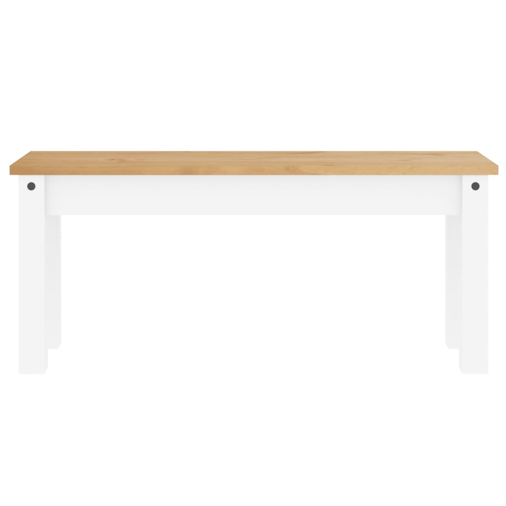 vidaXL Eetkamerbank Panama 105x30x45 cm massief grenenhout wit, foto 4
