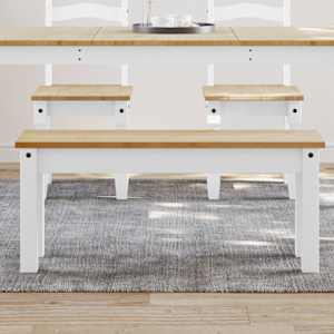 Jedilna klop PANAMA bela 105x30x45 cm trdna borovina