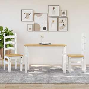 Jídelní stůl Corona bílý 112 x 60 x 75 cm masivní borové dřevo - obrázek 3