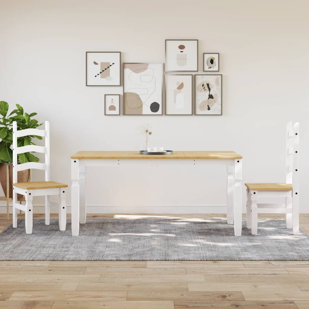 vidaXL Ruokapöytä Corona valkoinen 160x80x75 cm täysi mänty