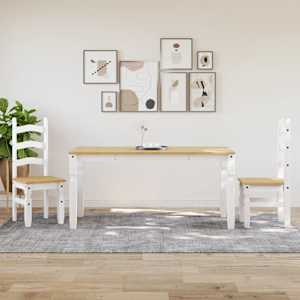 Jídelní stůl Corona bílý 160 x 80 x 75 cm masivní borové dřevo - obrázek 3