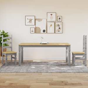 Jídelní stůl Corona šedý 180 x 90 x 75 cm masivní borové dřevo - obrázek 3