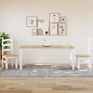 Jídelní stůl Corona bílý 180 x 90 x 75 cm masivní borové dřevo - obrázek 3