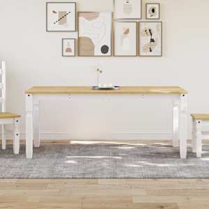 Jídelní stůl Corona bílý 180 x 90 x 75 cm masivní borové dřevo - obrázek 1