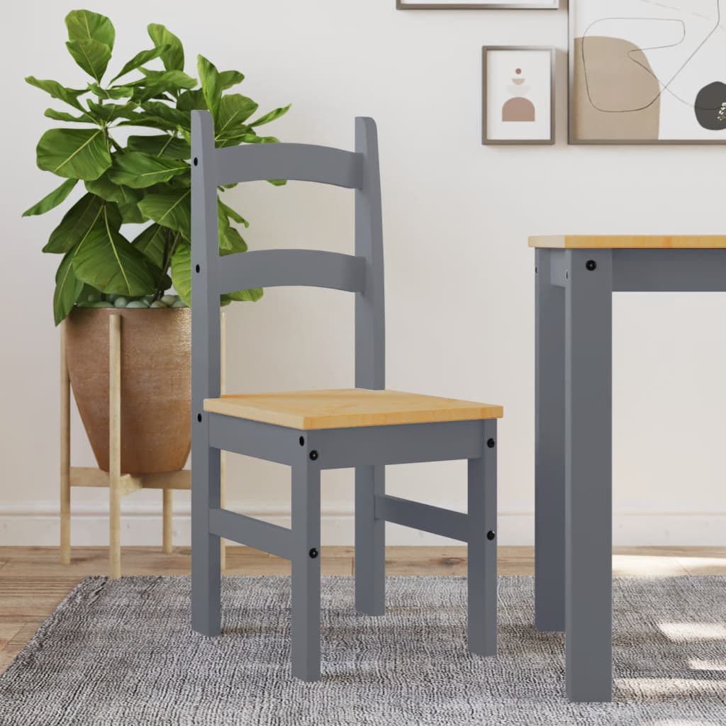 vidaXL Matstolar 2 st gr&aring; 40x46x99 cm massiv furu