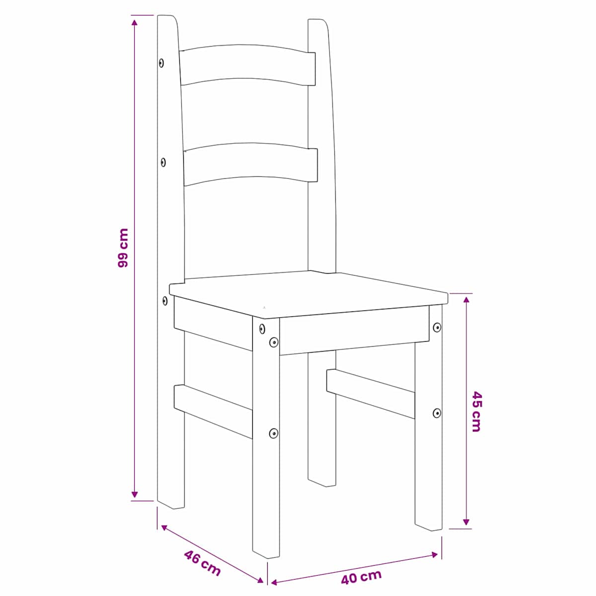 Spisebordsstole 2 stk. 40x46x99 cm massivt fyrretræ - Billede 8