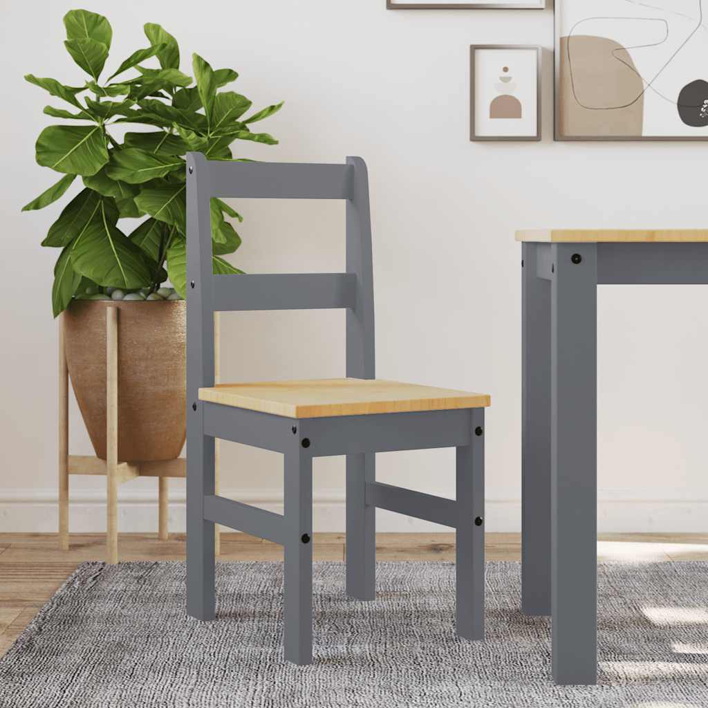 vidaXL Matstolar 2 st PANAMA gr&aring; 40x46x90 cm massiv furu