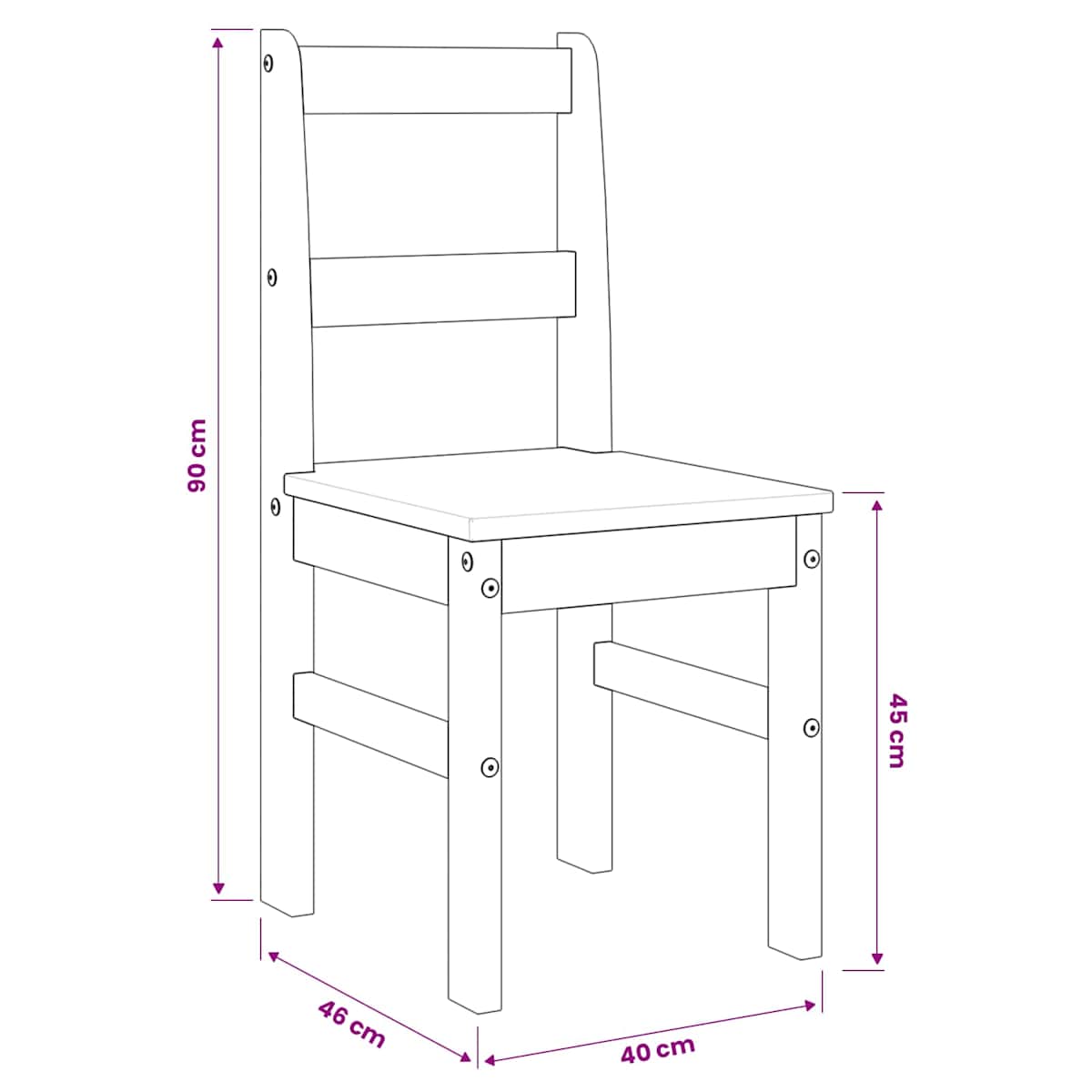 Spisebordsstole 2 stk. Panama 40x46x90 cm massivt fyrretræ - Billede 8