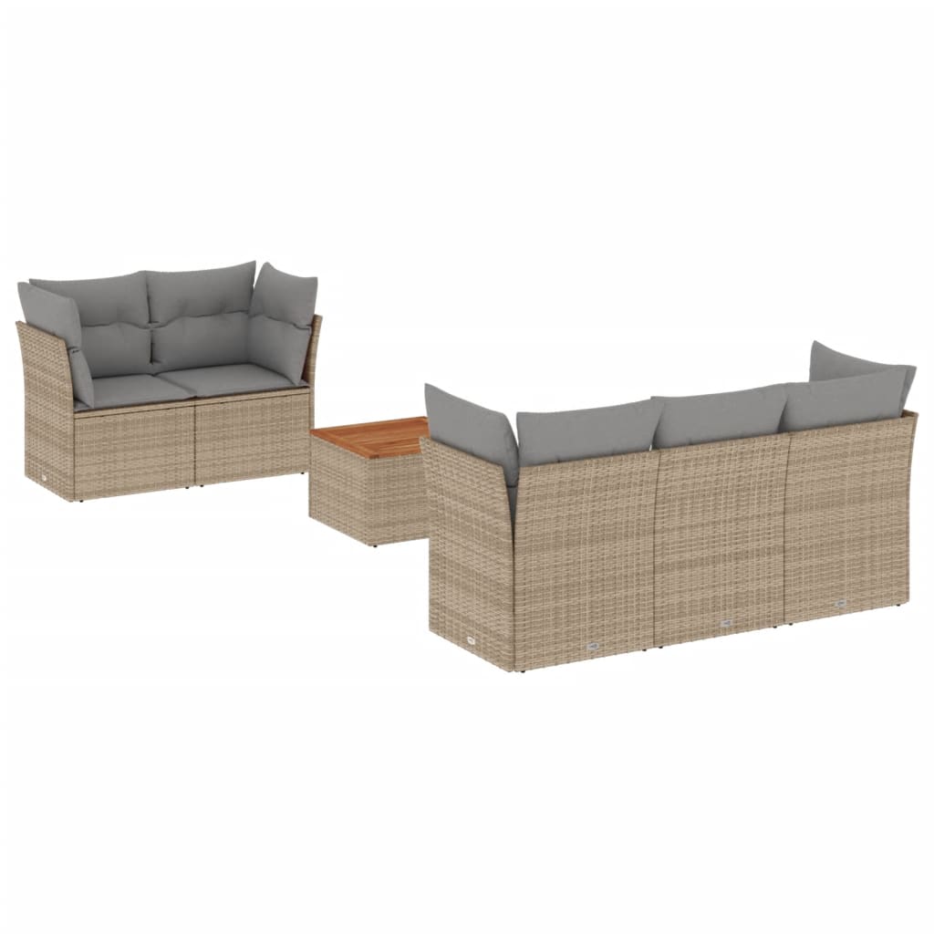 Thumbnail - vidaXL 6-tlg. Garten-Sofagarnitur mit Kissen Beige Poly Rattan