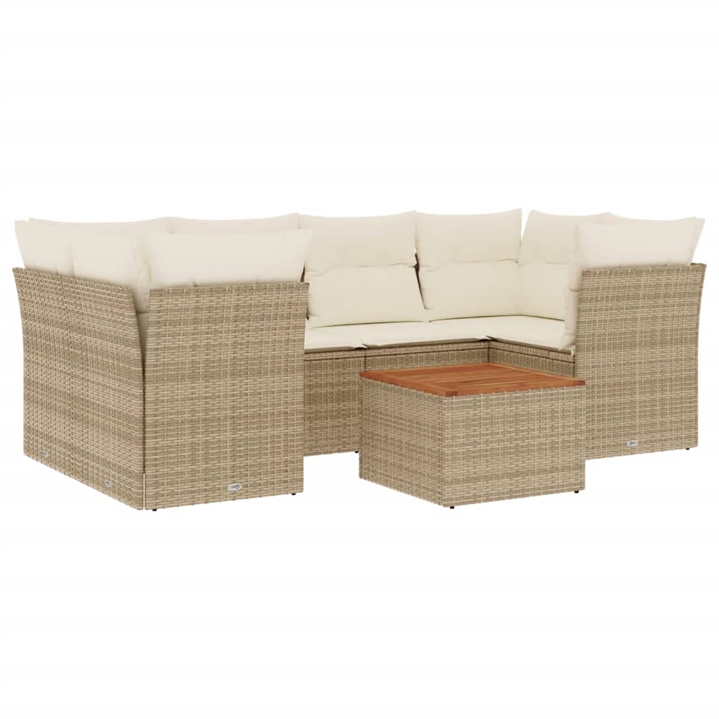 vidaXL Set canapele de grădină, 7 piese, cu perne, bej, poliratan
