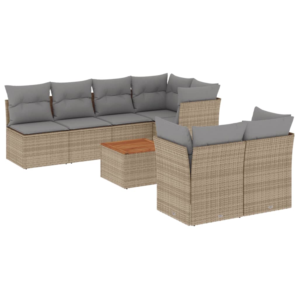 Thumbnail - vidaXL 8-tlg. Garten-Sofagarnitur mit Kissen Beige Poly Rattan