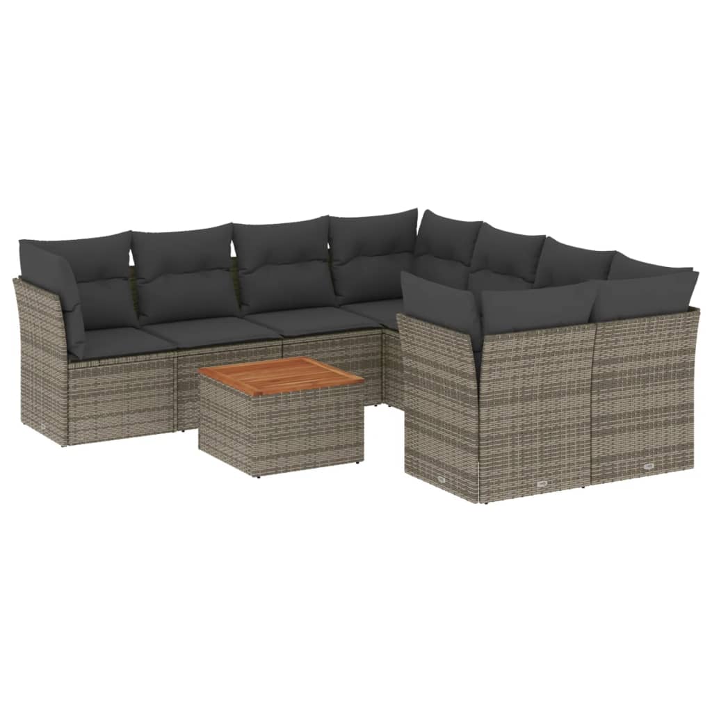 Thumbnail - vidaXL 9-tlg. Garten-Sofagarnitur mit Kissen Grau Poly Rattan