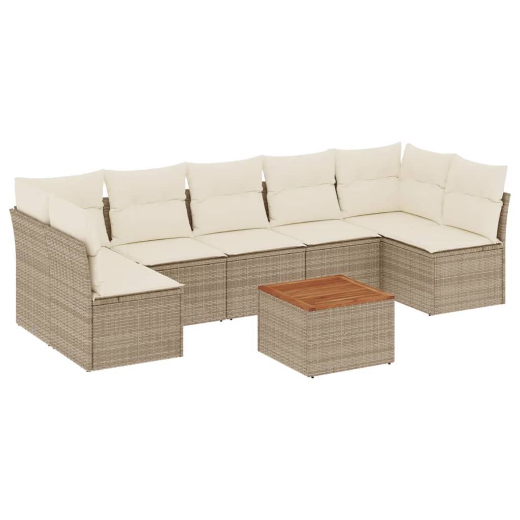 Thumbnail - vidaXL 8-tlg. Garten-Sofagarnitur mit Kissen Beige Poly Rattan