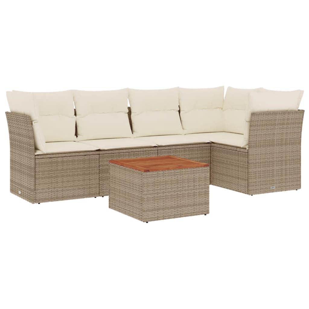 Thumbnail - vidaXL 6-tlg. Garten-Sofagarnitur mit Kissen Beige Poly Rattan