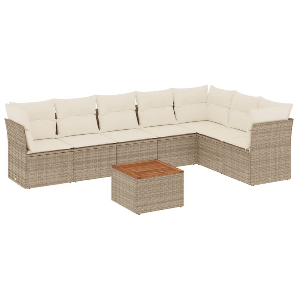 Thumbnail - vidaXL 8-tlg. Garten-Sofagarnitur mit Kissen Beige Poly Rattan