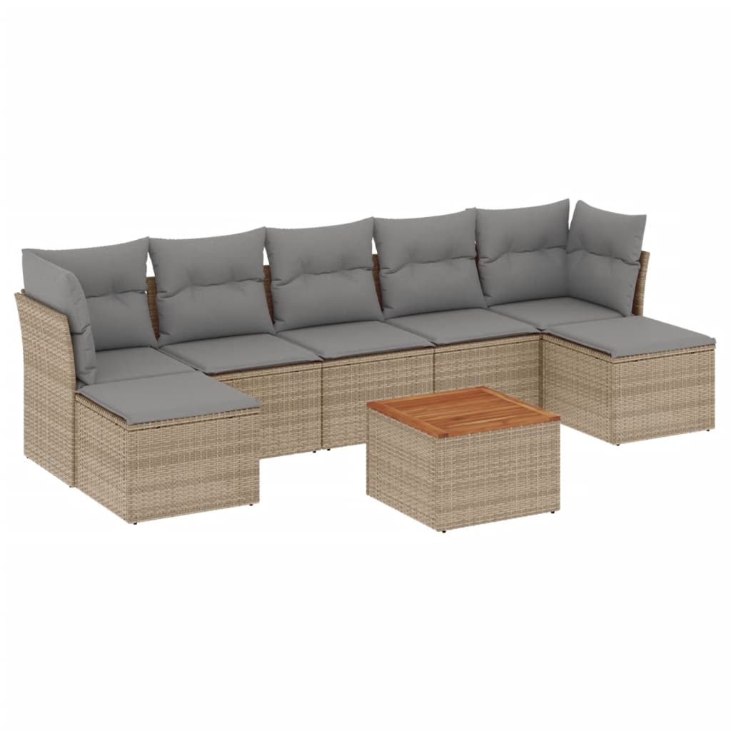Thumbnail - vidaXL 8-tlg. Garten-Sofagarnitur mit Kissen Beige Poly Rattan