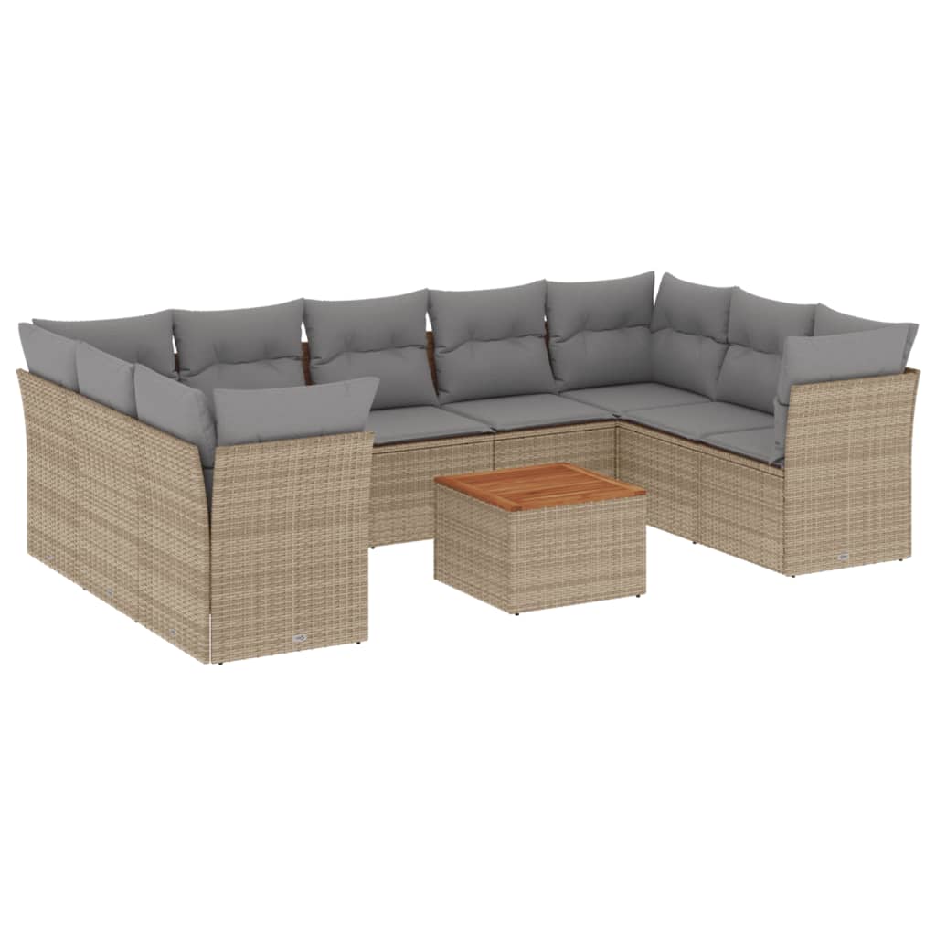 vidaXL Set canapele de grădină cu perne, 10 piese, bej, poliratan