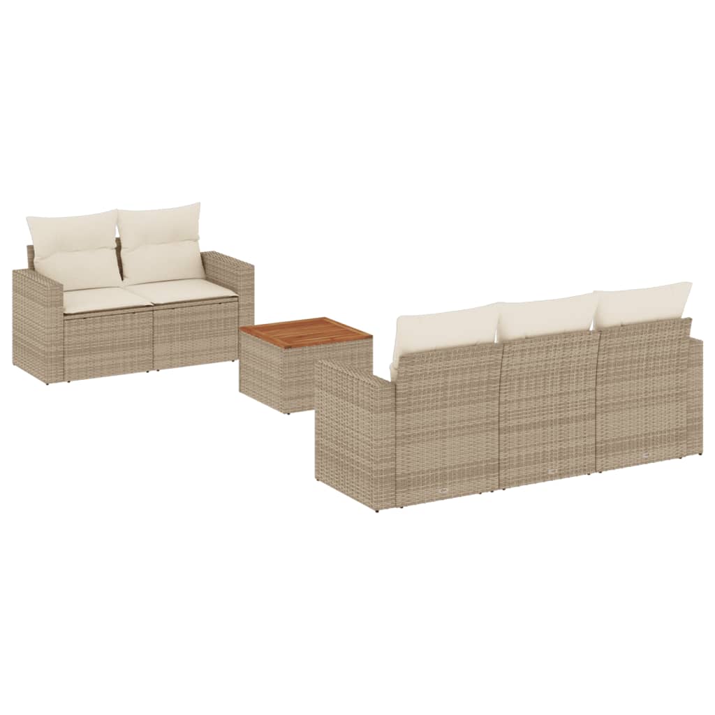 Thumbnail - vidaXL 6-tlg. Garten-Sofagarnitur mit Kissen Beige Poly Rattan