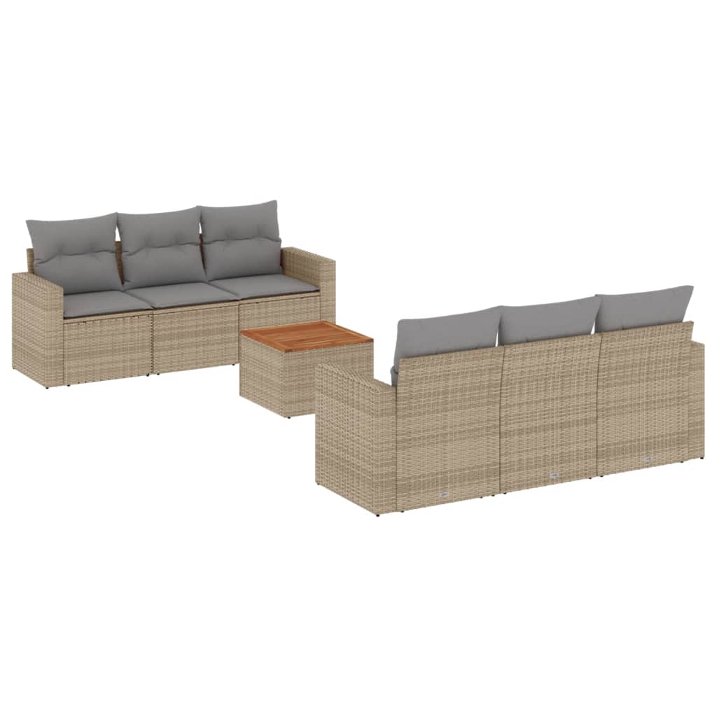 Thumbnail - vidaXL 7-tlg. Garten-Sofagarnitur mit Kissen Beige Poly Rattan