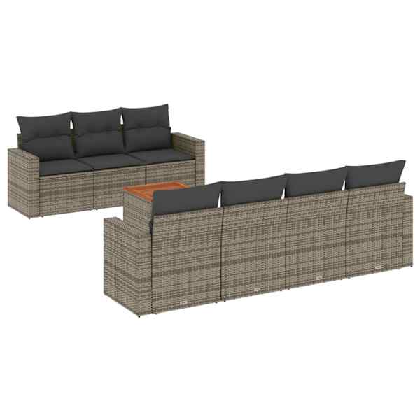vidaXL 8-osaline aiadiivani komplekt patjadega, hall, pol&uuml;rotang