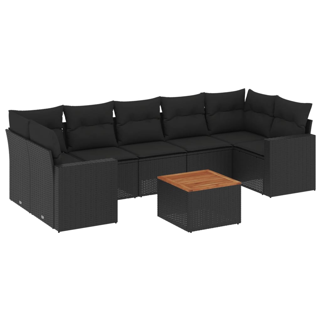 Thumbnail - vidaXL 8-tlg. Garten-Sofagarnitur mit Kissen Schwarz Poly Rattan